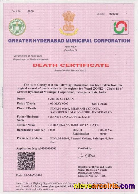 India death certificate